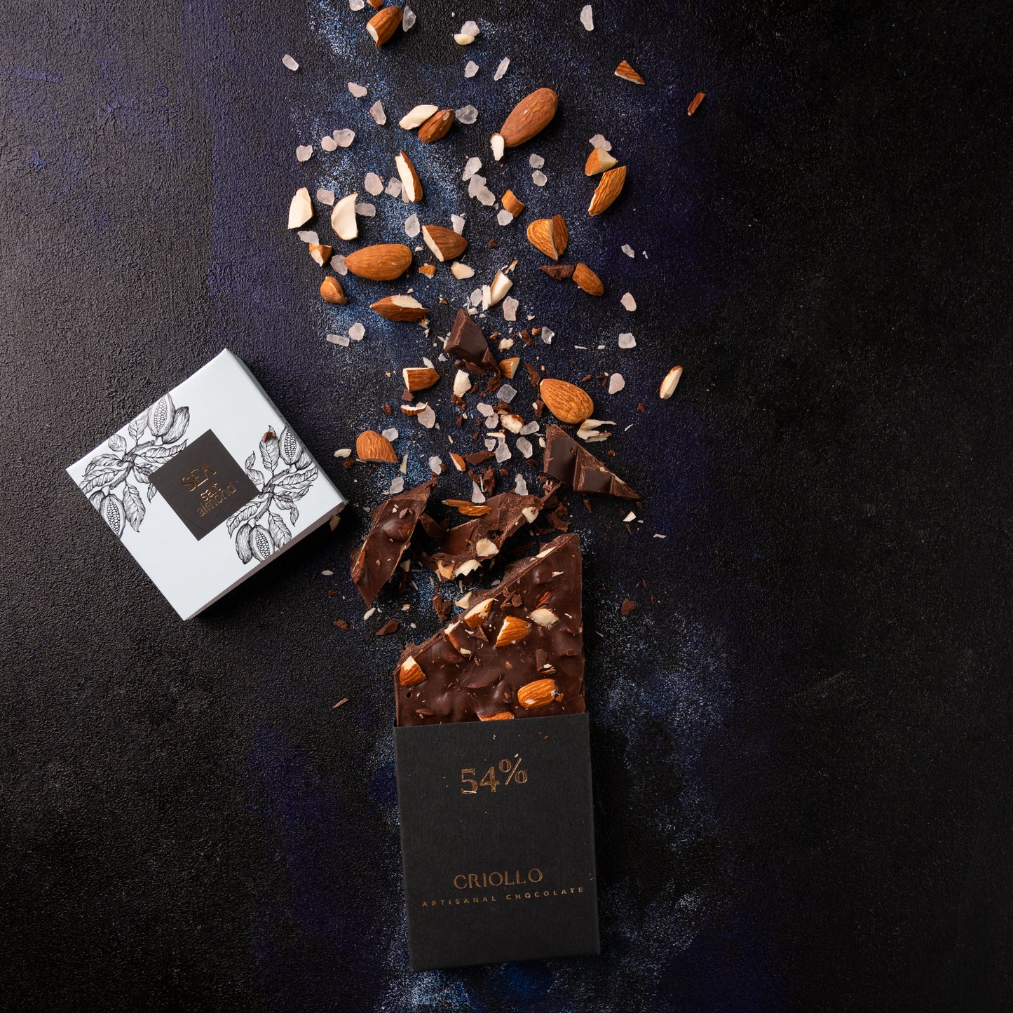 Sea Salt Almond - 54% Premium Dark Chocolate Bar